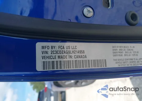 2020 Dodge Challenger Sxt from USA, damaged, VIN 2C3CDZAG9LH214958